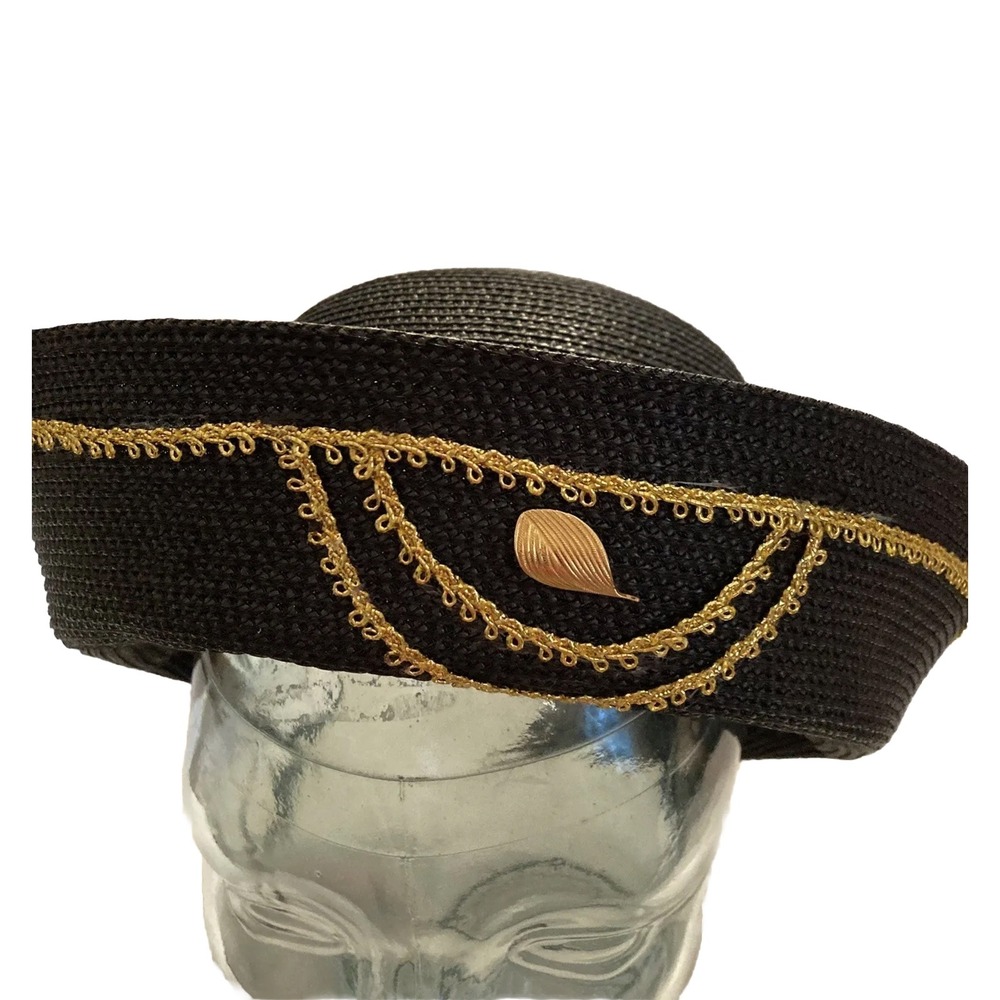 Y2k 80's Hat Black Gold Whimsigoth Mobwife Punk rock New Wave‎